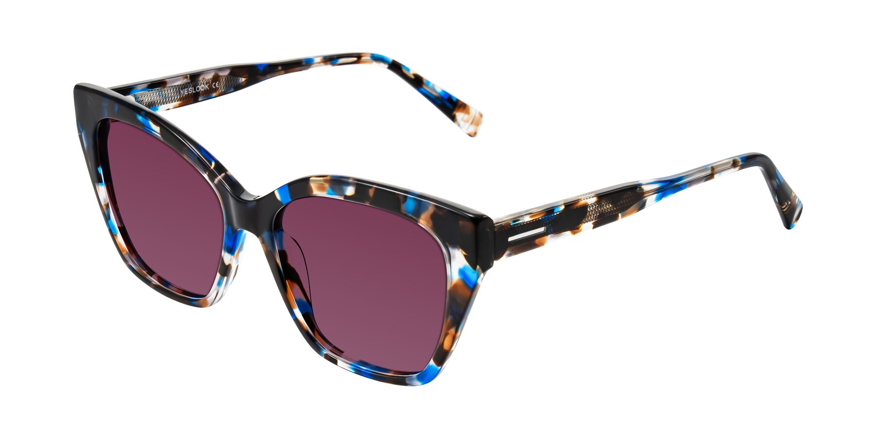 Angle of Landecho in Blue Tortoise with Wine Tinted Lenses