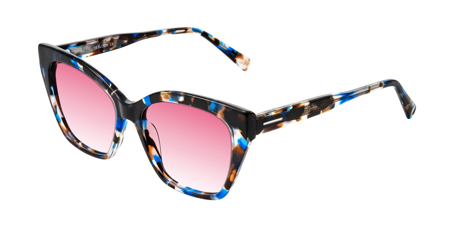 Angle of Landecho in Blue Tortoise with Pink Gradient Lenses