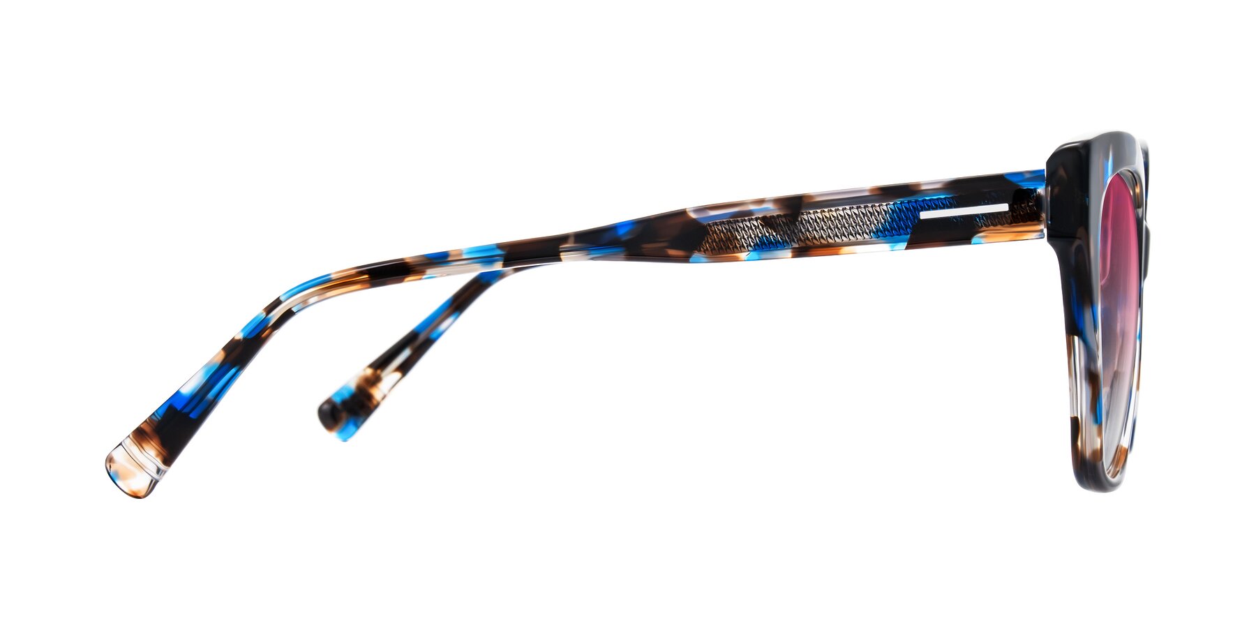 Side of Landecho in Blue Tortoise with Pink Gradient Lenses