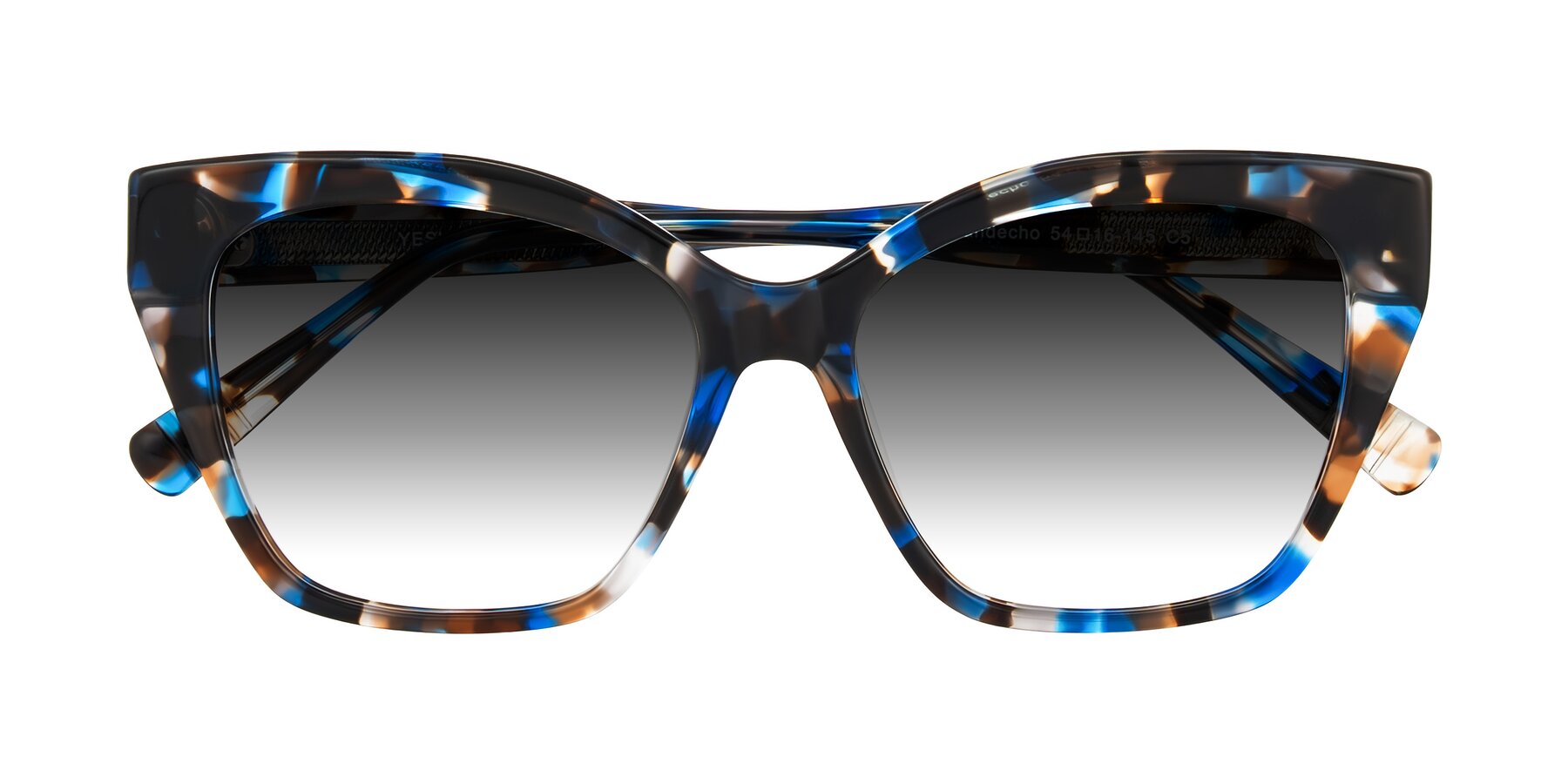 Folded Front of Landecho in Blue Tortoise with Gray Gradient Lenses