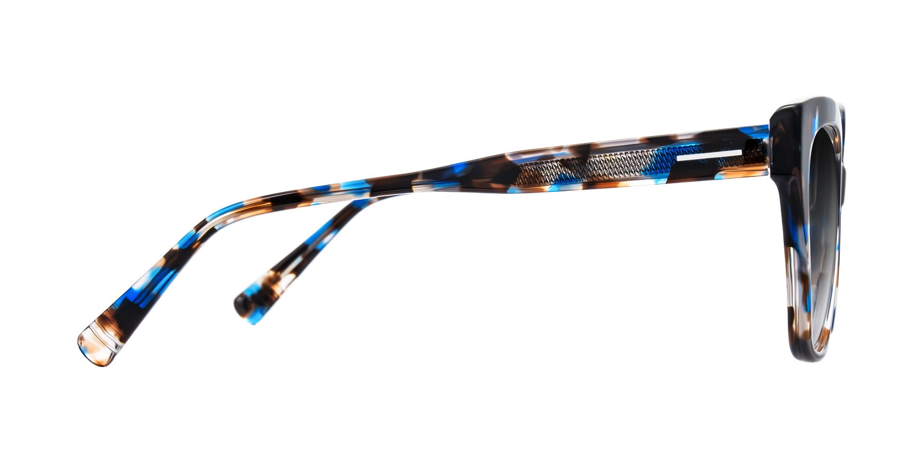 Side of Landecho in Blue Tortoise with Gray Gradient Lenses