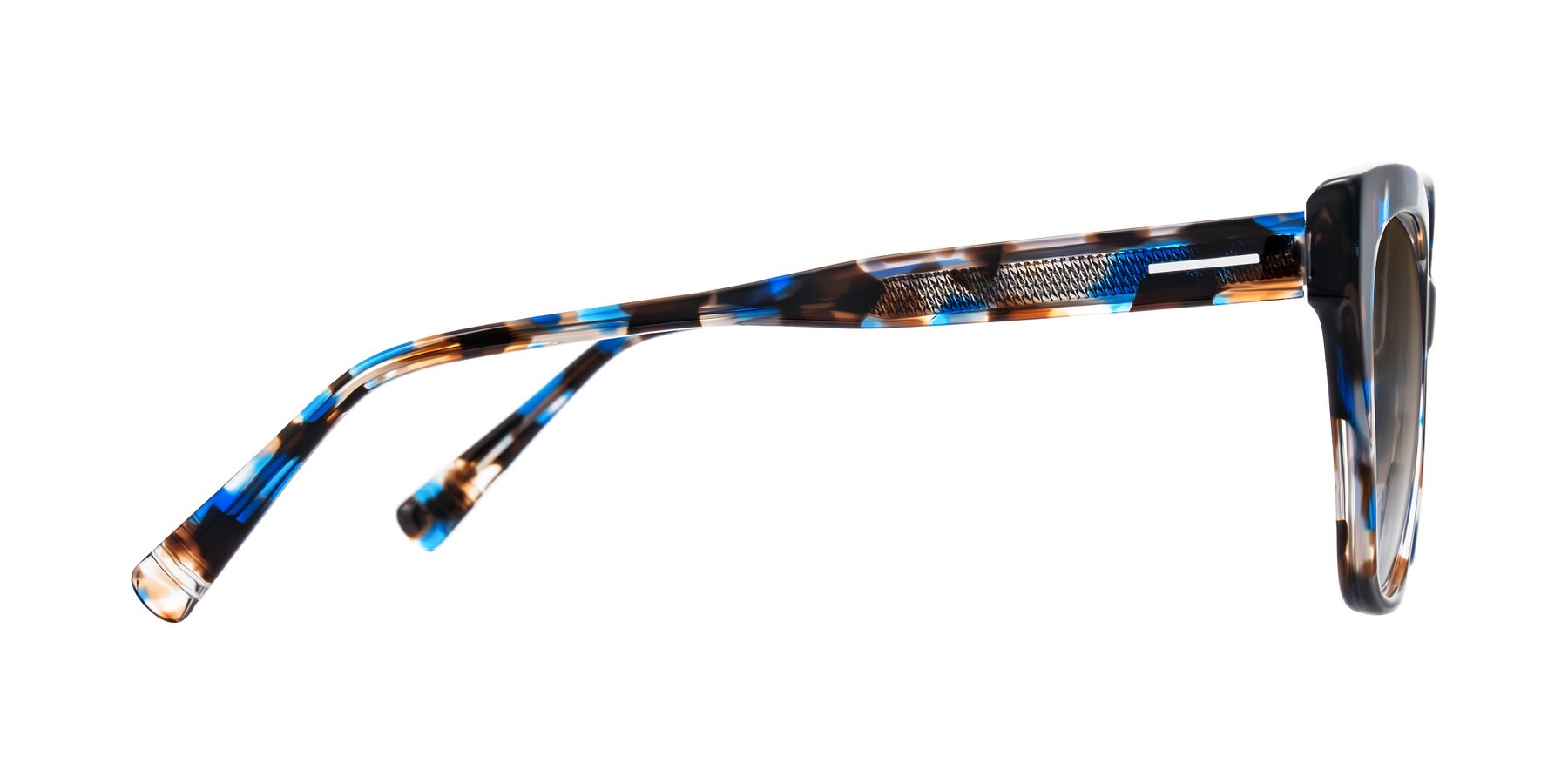Side of Landecho in Blue Tortoise with Brown Gradient Lenses