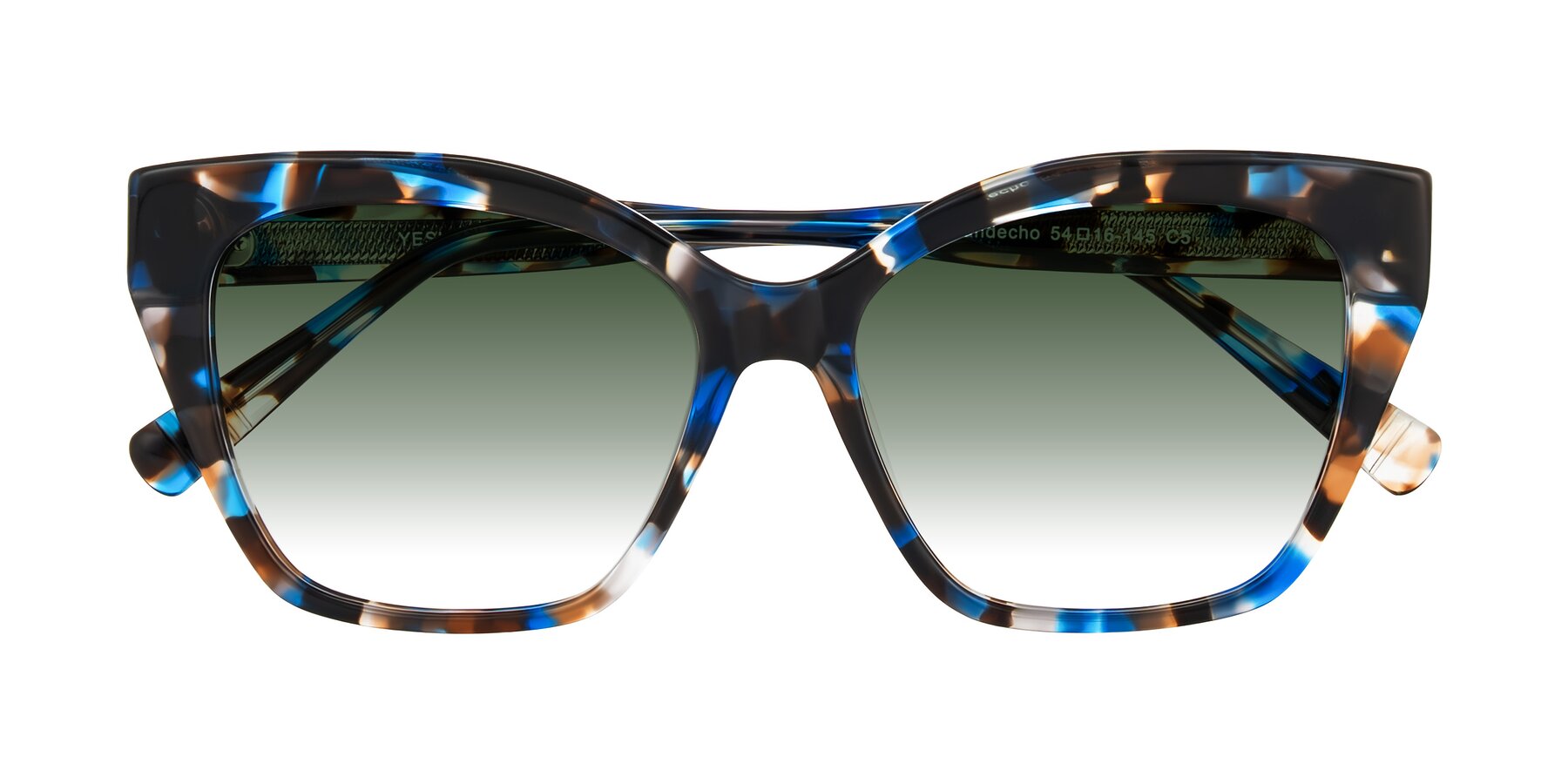 Folded Front of Landecho in Blue Tortoise with Green Gradient Lenses