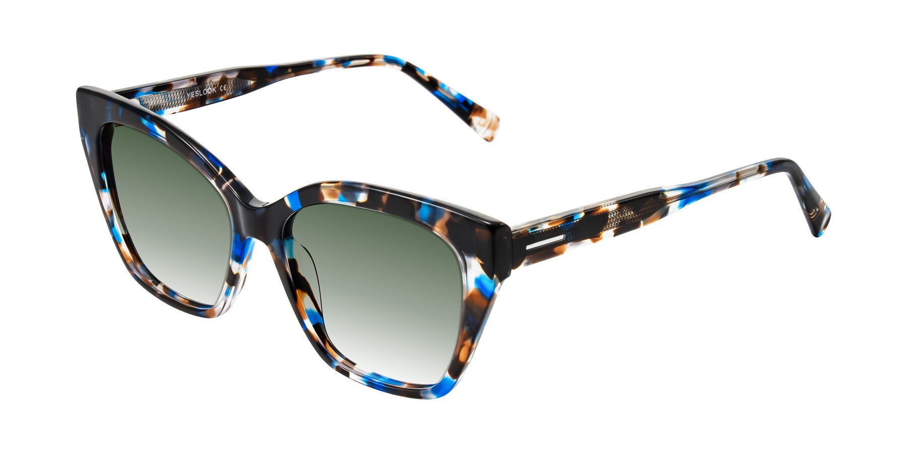 Angle of Landecho in Blue Tortoise with Green Gradient Lenses