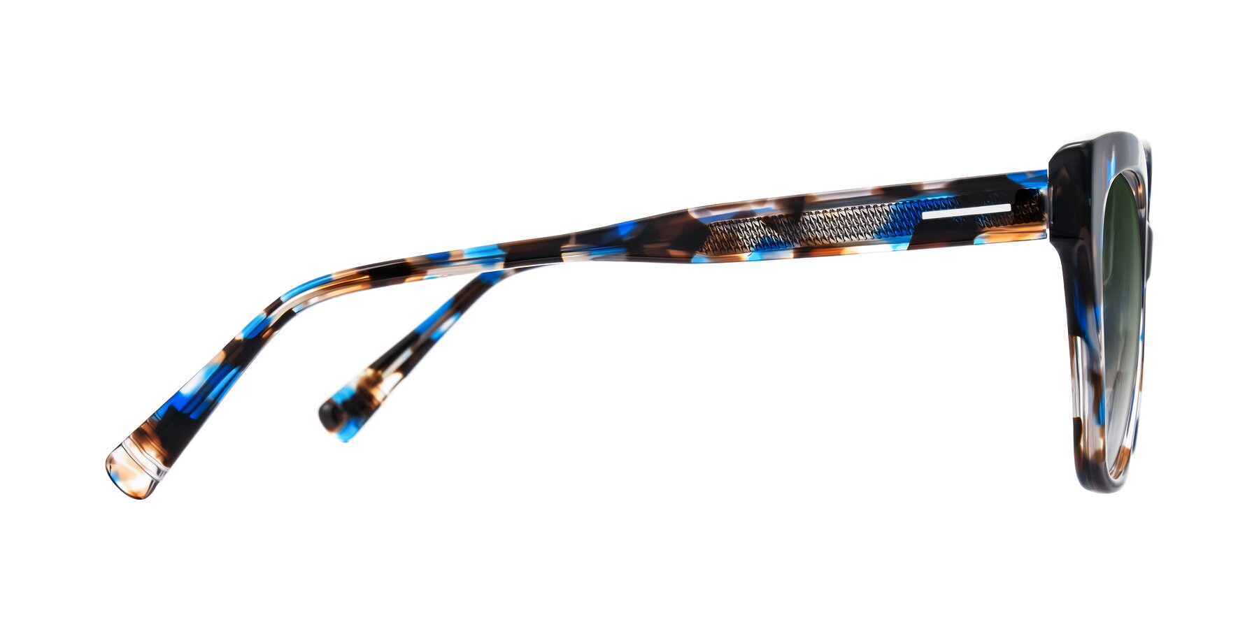 Side of Landecho in Blue Tortoise with Green Gradient Lenses