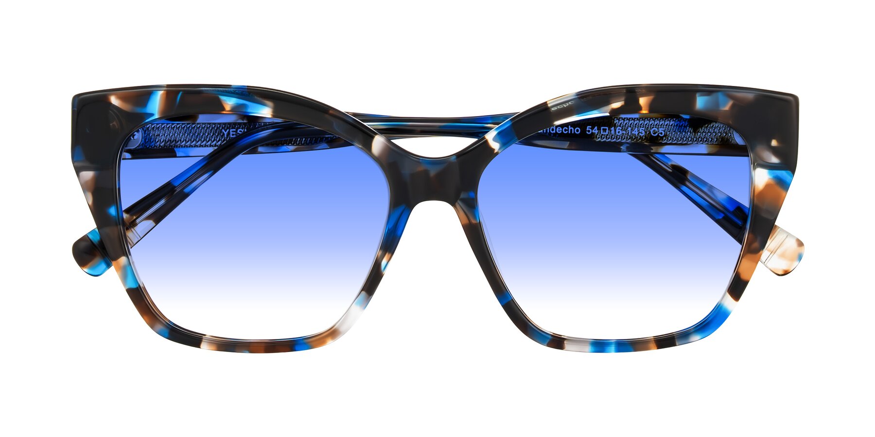 Folded Front of Landecho in Blue Tortoise with Blue Gradient Lenses
