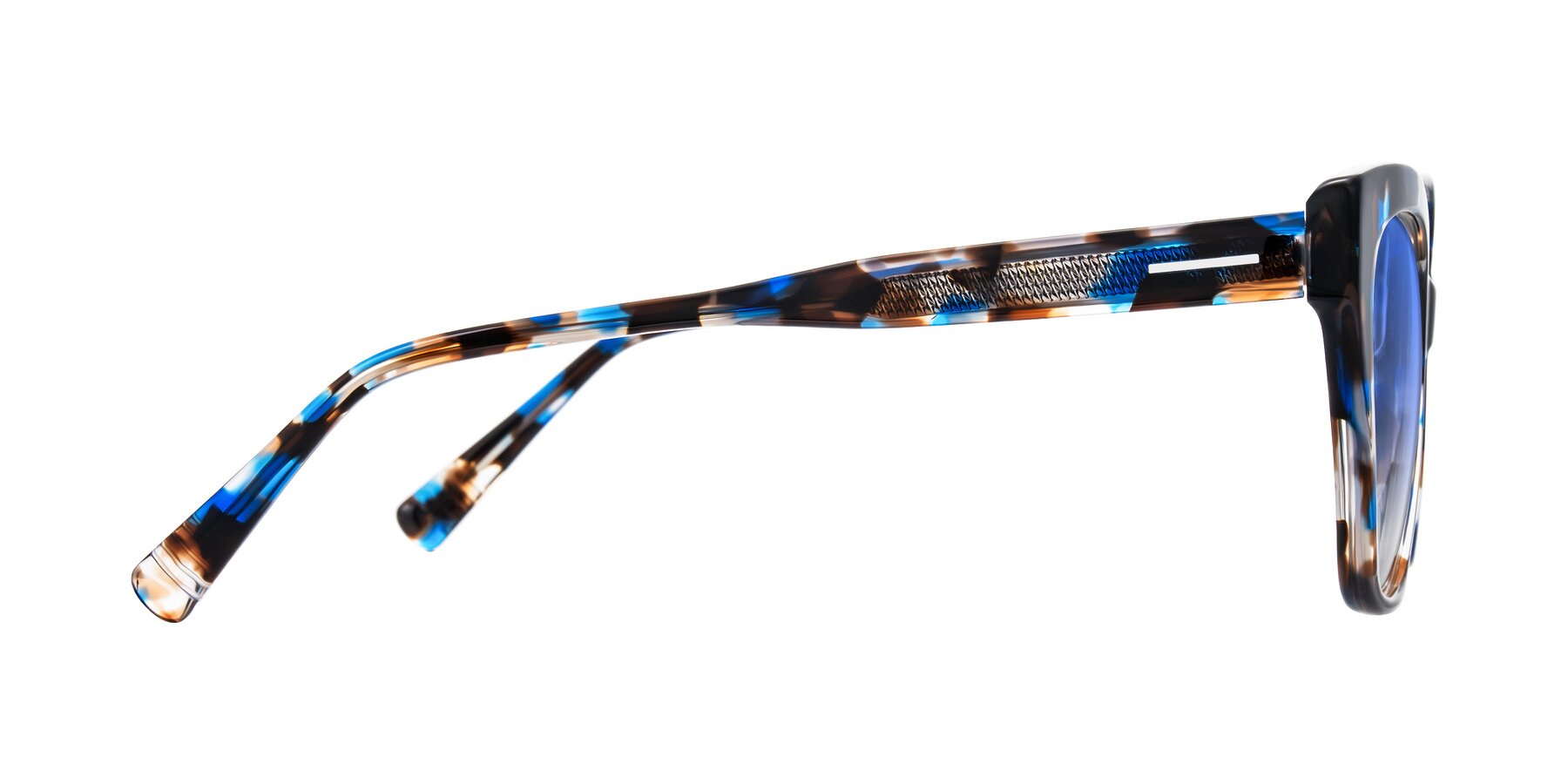 Side of Landecho in Blue Tortoise with Blue Gradient Lenses