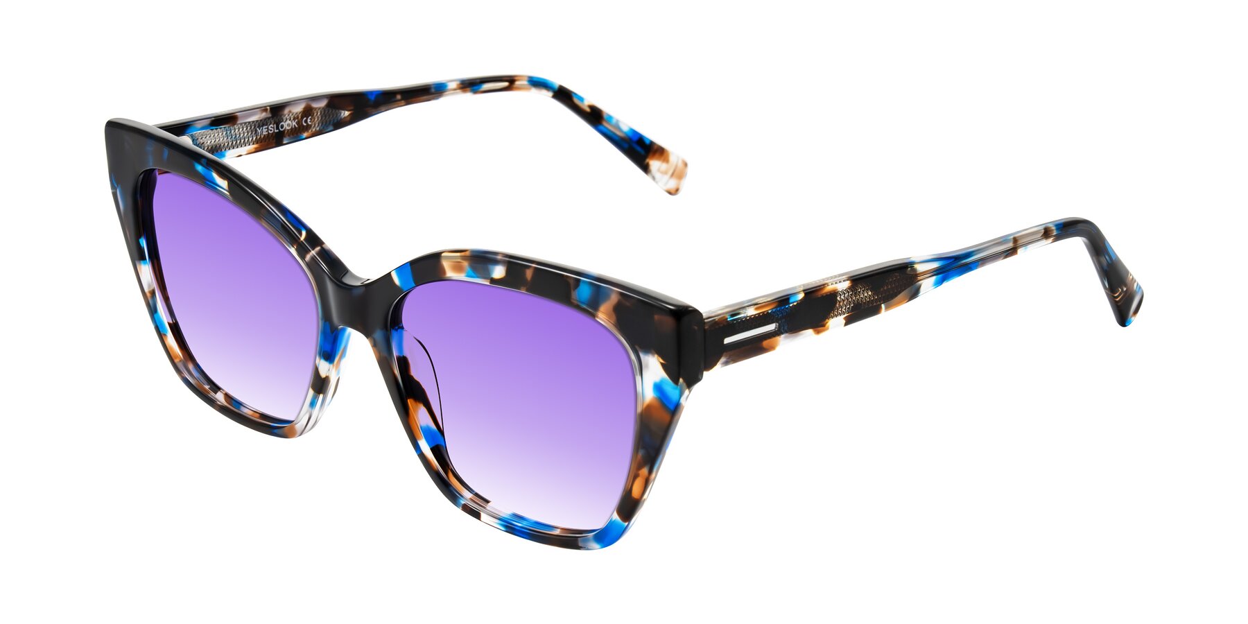 Angle of Landecho in Blue Tortoise with Purple Gradient Lenses