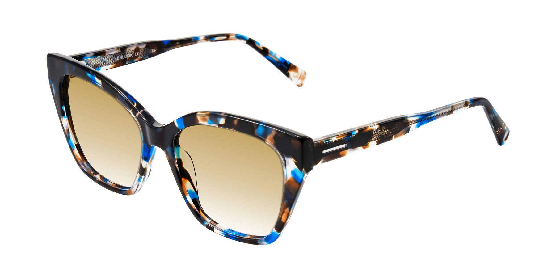 Angle of Landecho in Blue Tortoise with Champagne Gradient Lenses