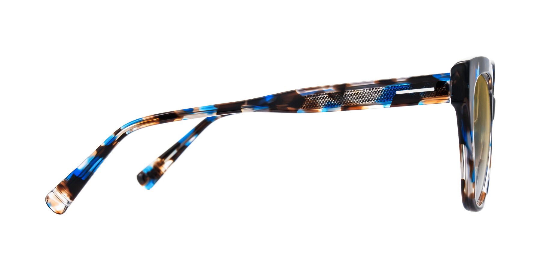 Side of Landecho in Blue Tortoise with Champagne Gradient Lenses
