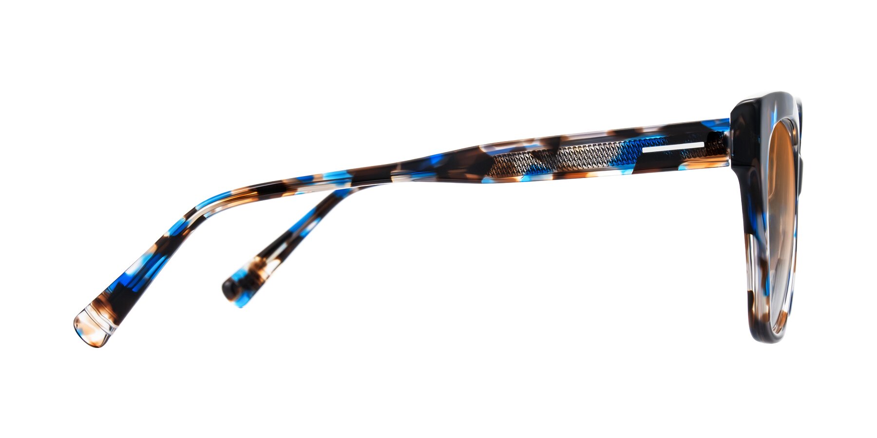 Side of Landecho in Blue Tortoise with Orange Gradient Lenses