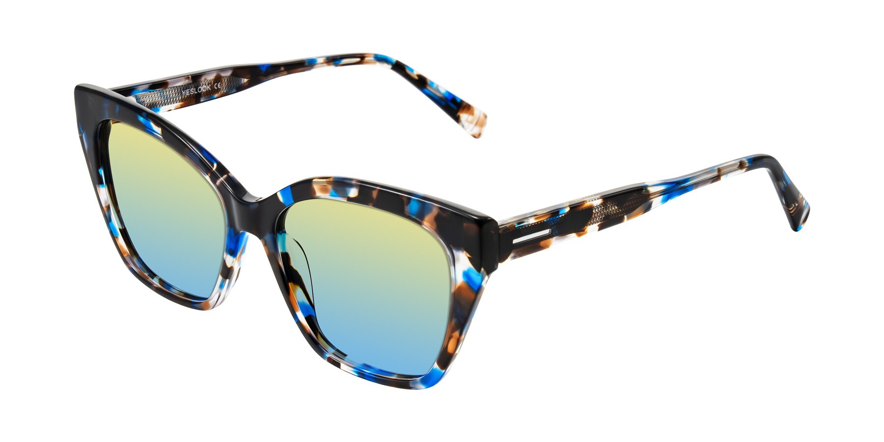 Angle of Landecho in Blue Tortoise with Yellow / Blue Gradient Lenses