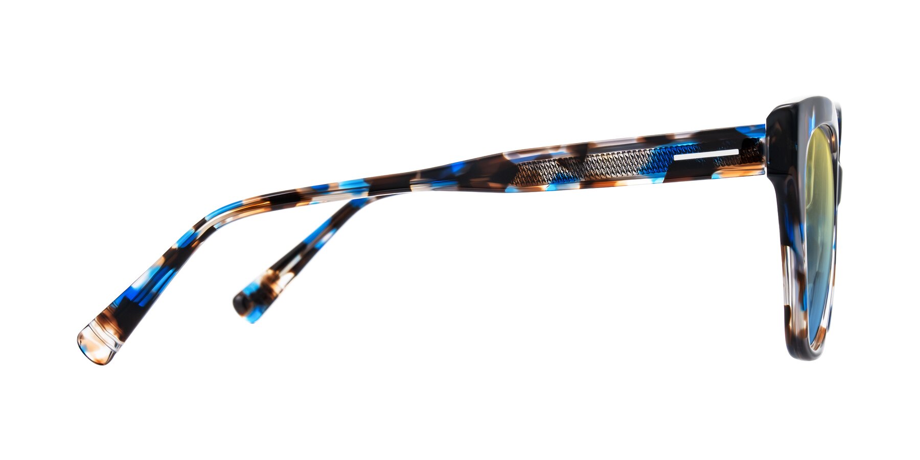 Side of Landecho in Blue Tortoise with Yellow / Blue Gradient Lenses