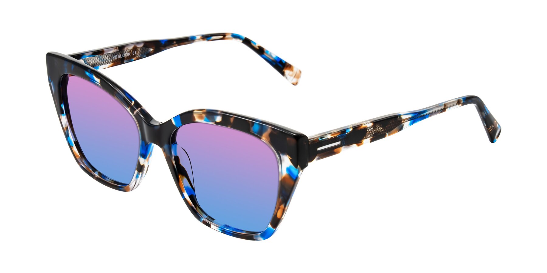Angle of Landecho in Blue Tortoise with Pink / Blue Gradient Lenses