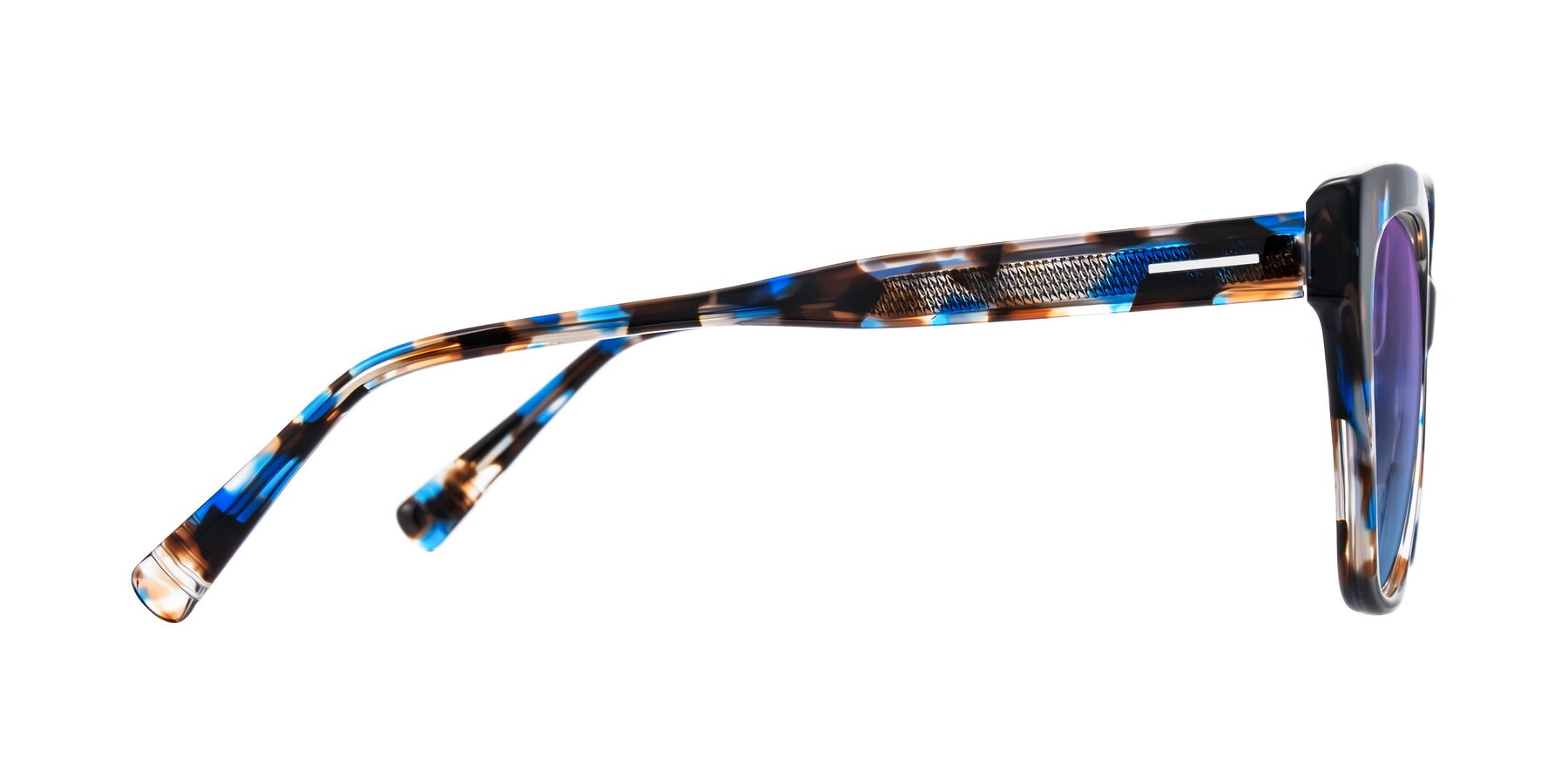 Side of Landecho in Blue Tortoise with Purple / Blue Gradient Lenses