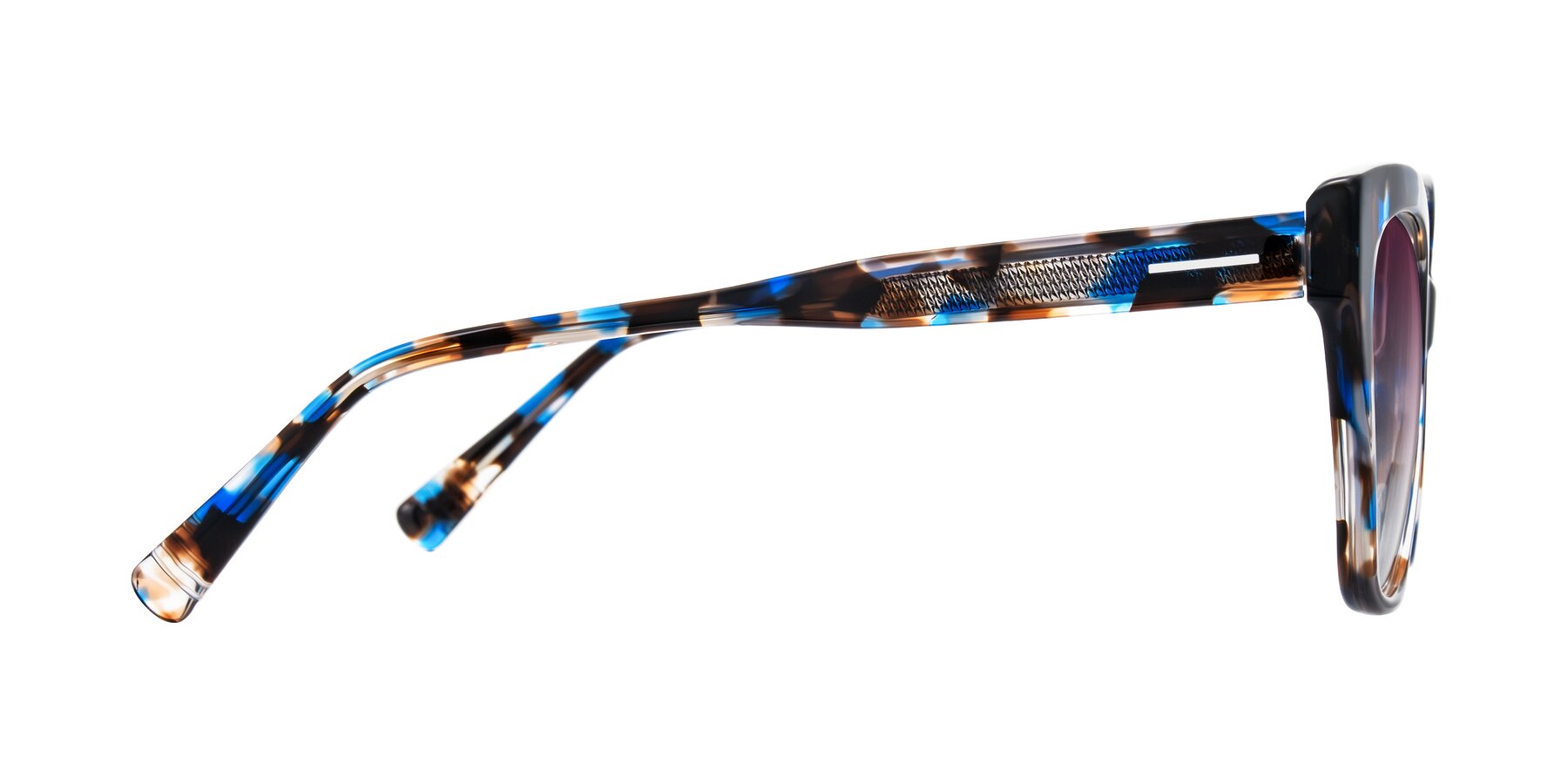 Side of Landecho in Blue Tortoise with Wine Gradient Lenses