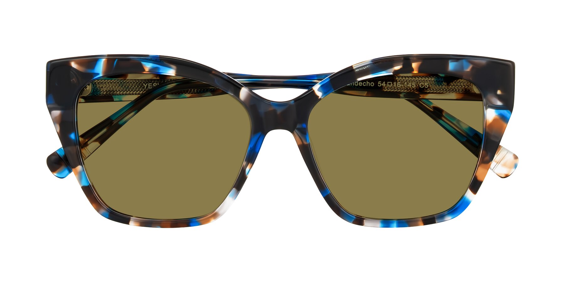Folded Front of Landecho in Blue Tortoise with Brown Polarized Lenses