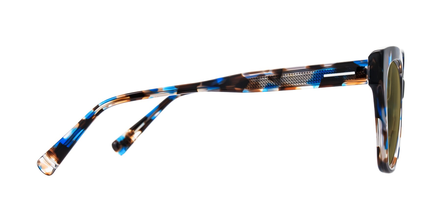 Side of Landecho in Blue Tortoise with Brown Polarized Lenses