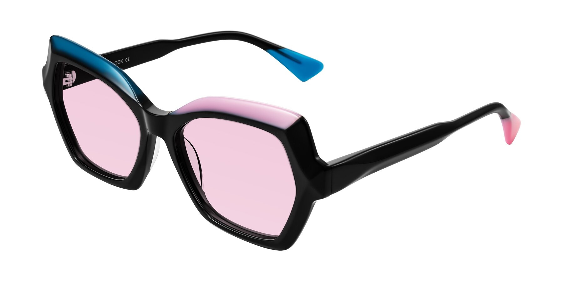 Angle of Elowen in Midnight Pop with Light Pink Tinted Lenses
