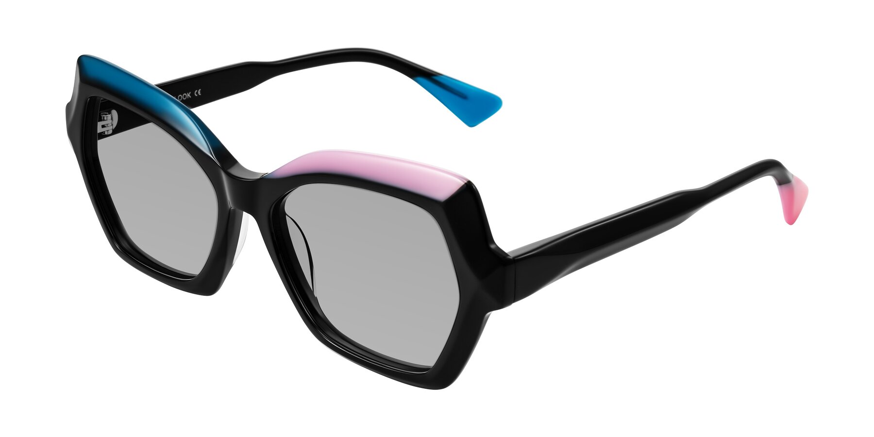 Angle of Elowen in Midnight Pop with Light Gray Tinted Lenses