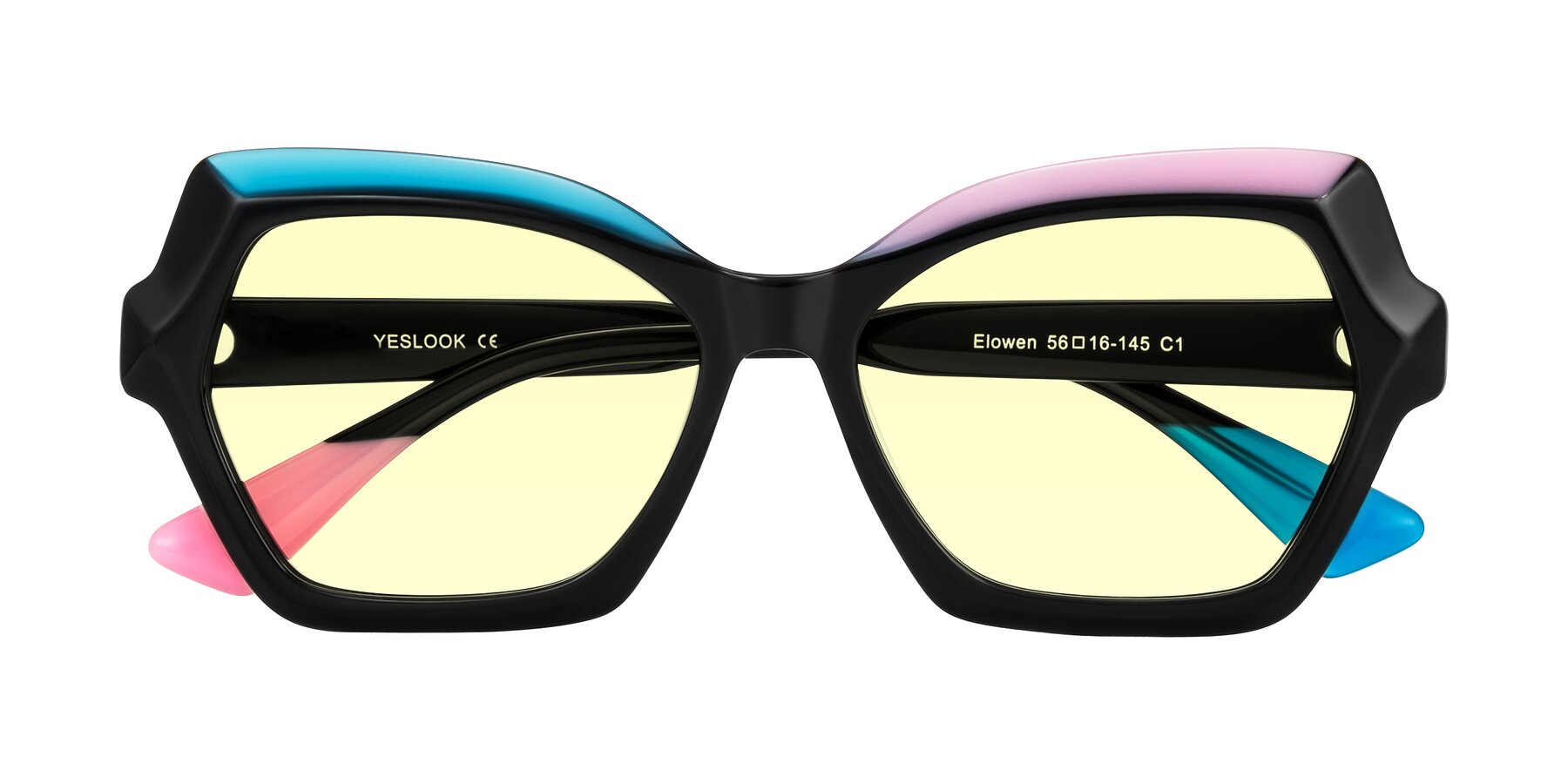 Folded Front of Elowen in Midnight Pop with Light Yellow Tinted Lenses