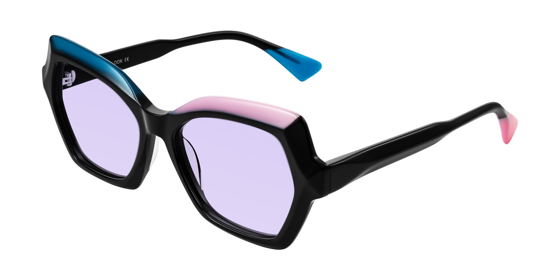 Angle of Elowen in Midnight Pop with Light Purple Tinted Lenses