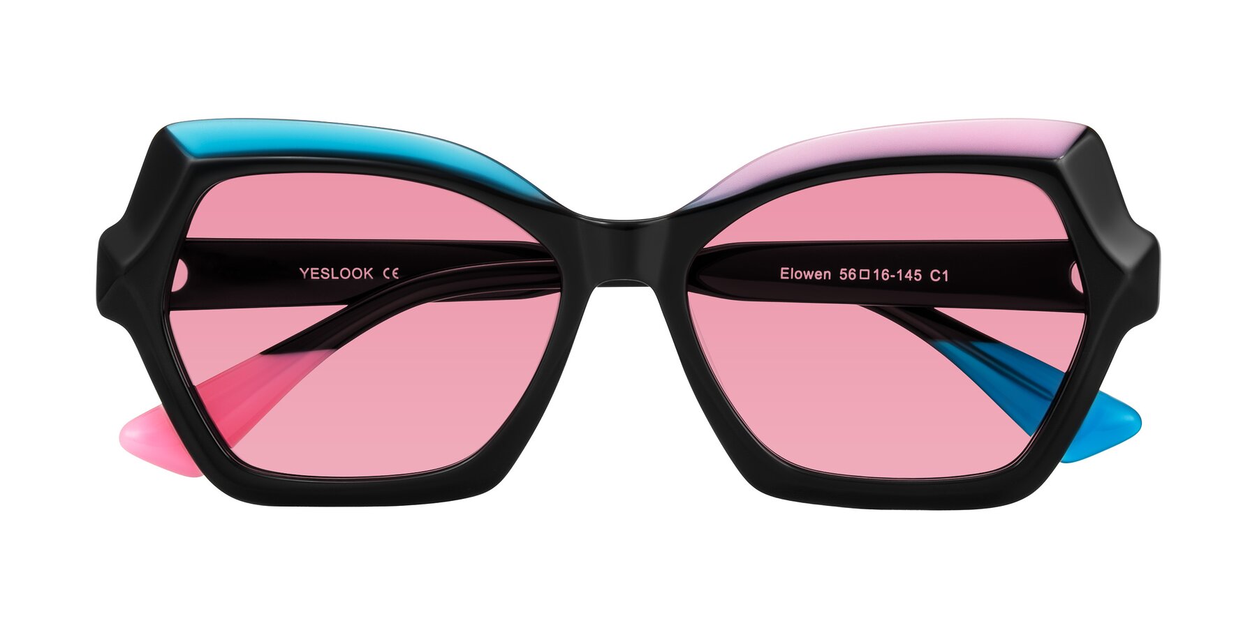 Folded Front of Elowen in Midnight Pop with Pink Tinted Lenses