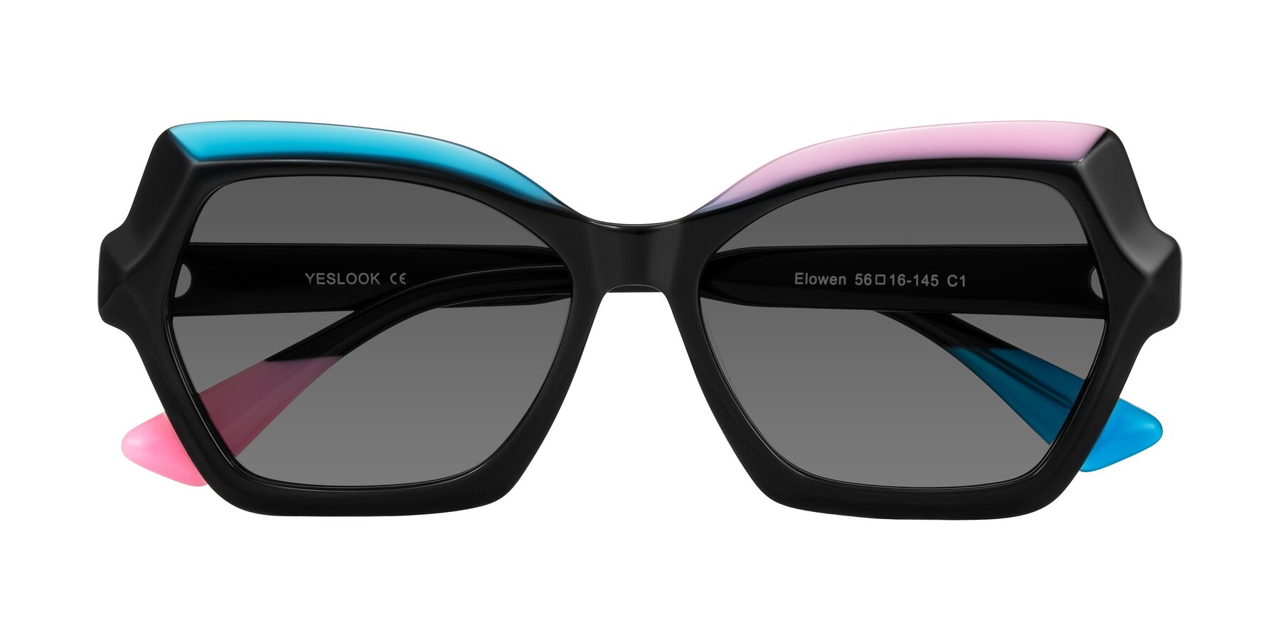 Folded Front of Elowen in Midnight Pop with Medium Gray Tinted Lenses