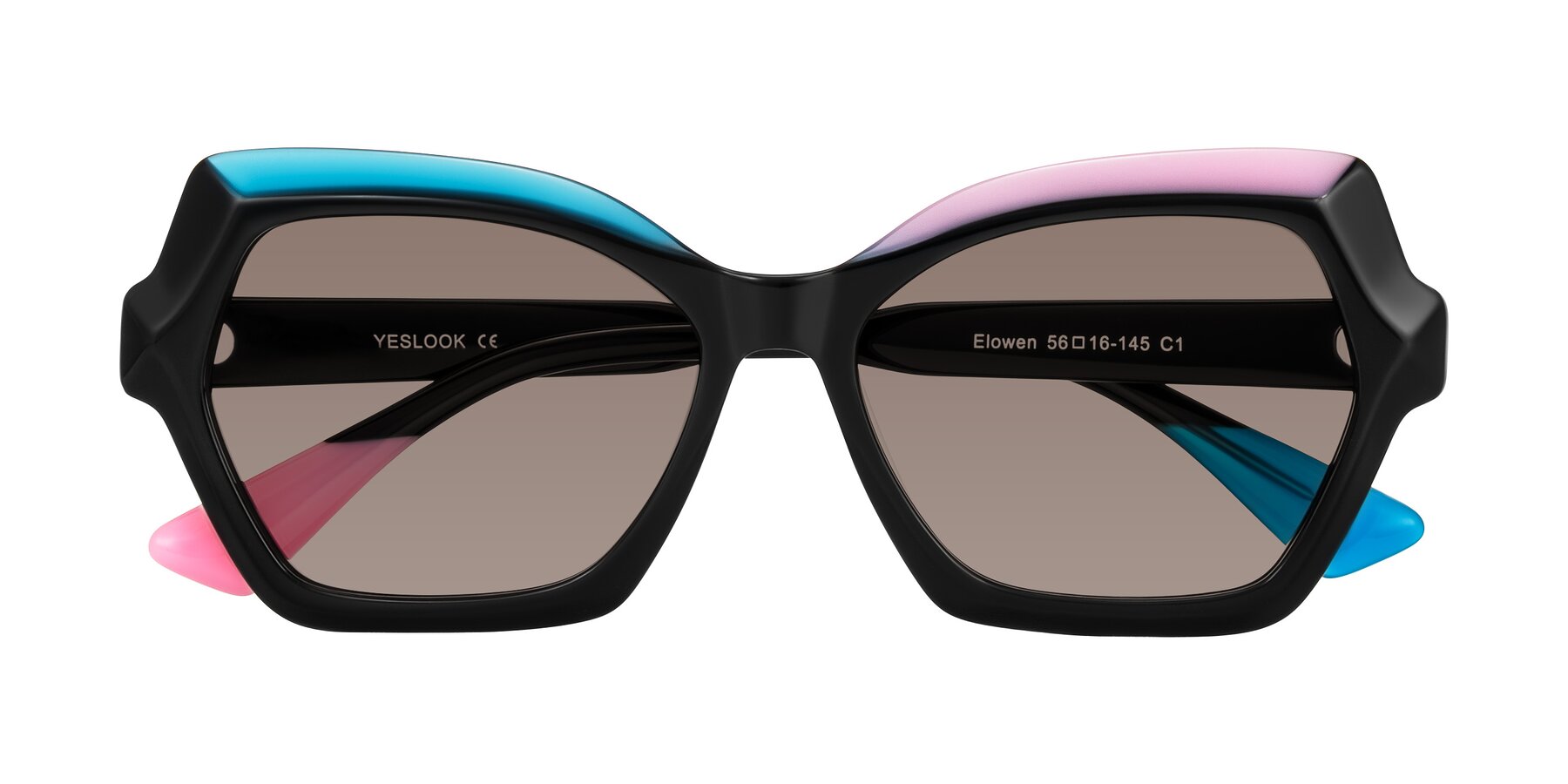 Folded Front of Elowen in Midnight Pop with Medium Brown Tinted Lenses