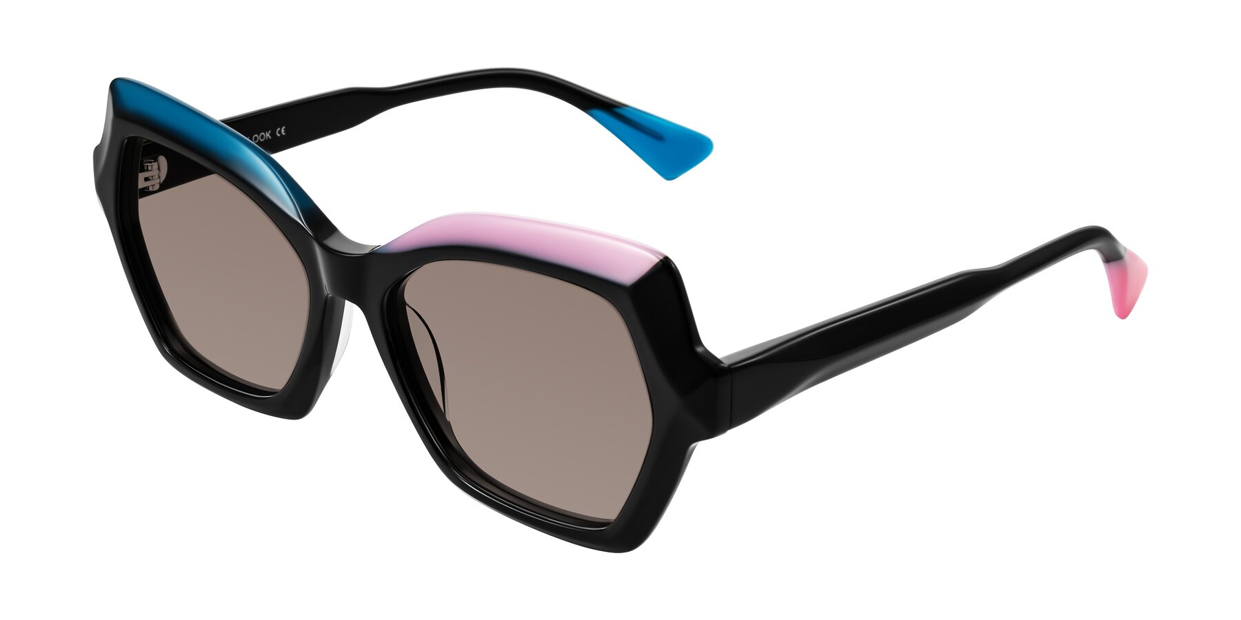 Angle of Elowen in Midnight Pop with Medium Brown Tinted Lenses