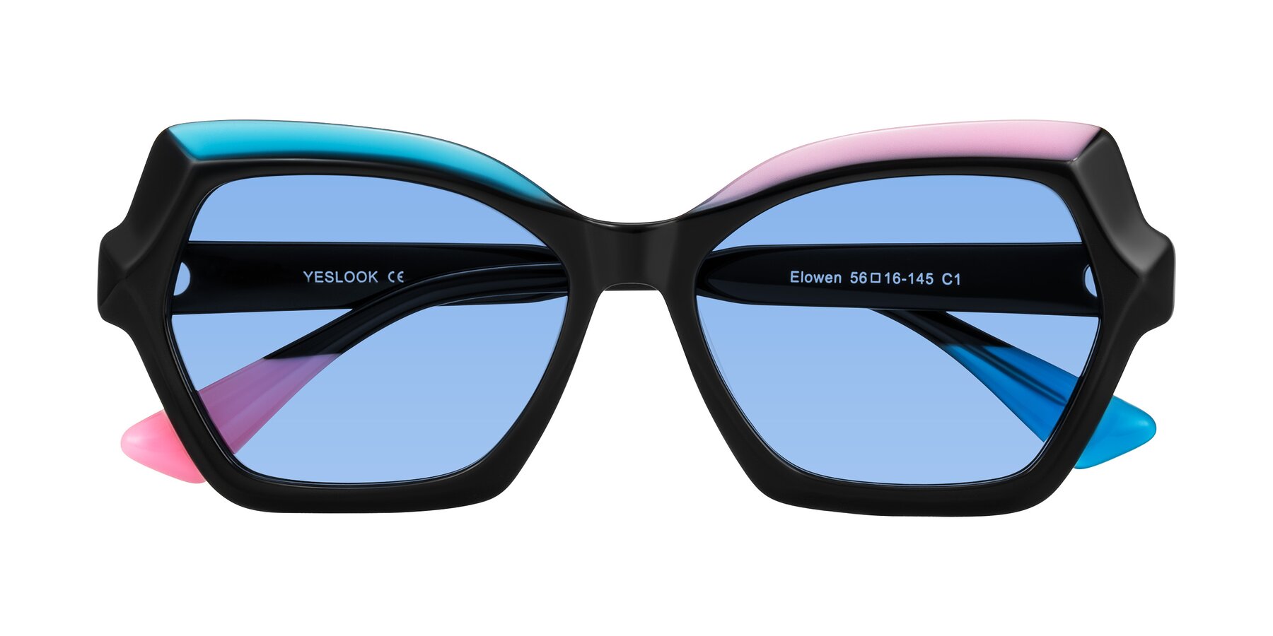 Folded Front of Elowen in Midnight Pop with Medium Blue Tinted Lenses