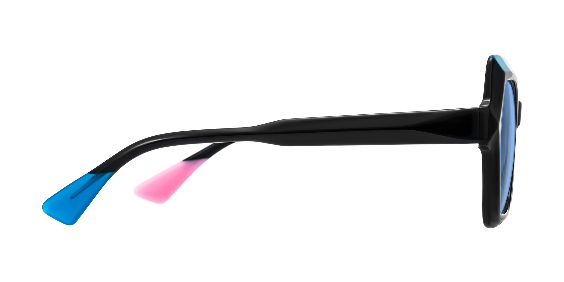 Side of Elowen in Midnight Pop with Medium Blue Tinted Lenses