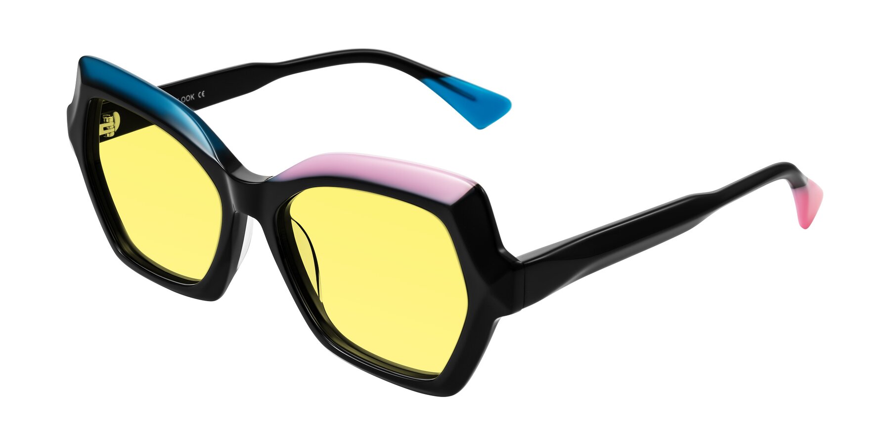 Angle of Elowen in Midnight Pop with Medium Yellow Tinted Lenses