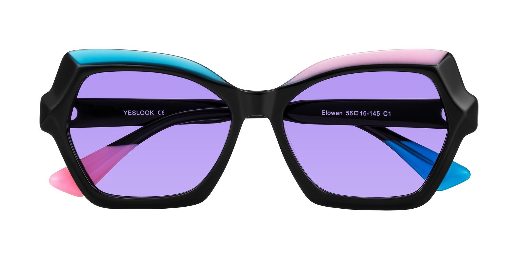 Folded Front of Elowen in Midnight Pop with Medium Purple Tinted Lenses