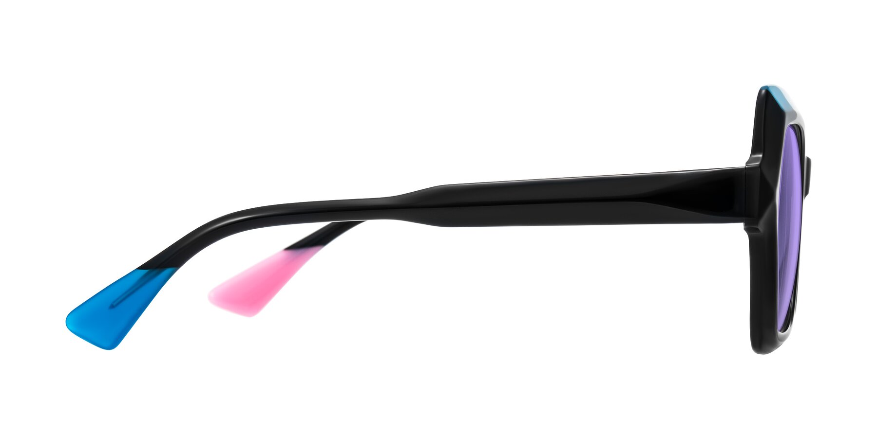 Side of Elowen in Midnight Pop with Medium Purple Tinted Lenses