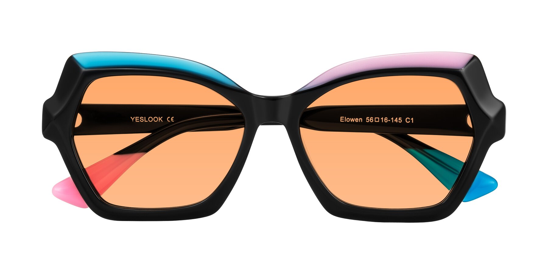 Folded Front of Elowen in Midnight Pop with Medium Orange Tinted Lenses