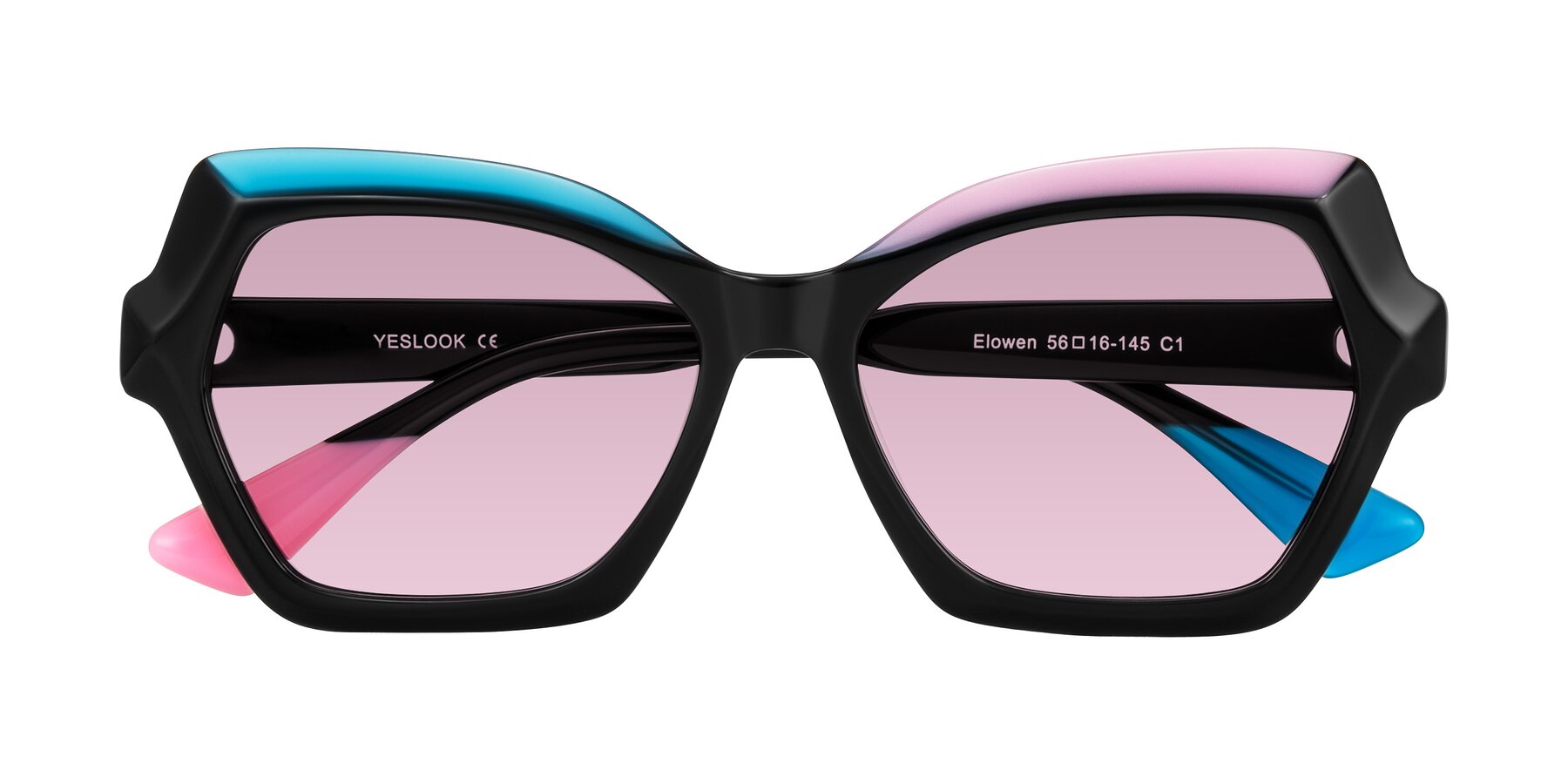 Folded Front of Elowen in Midnight Pop with Light Wine Tinted Lenses
