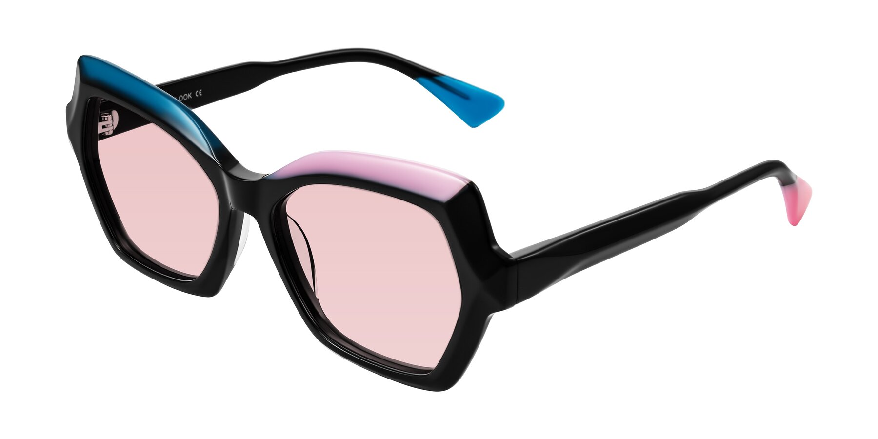 Angle of Elowen in Midnight Pop with Light Garnet Tinted Lenses