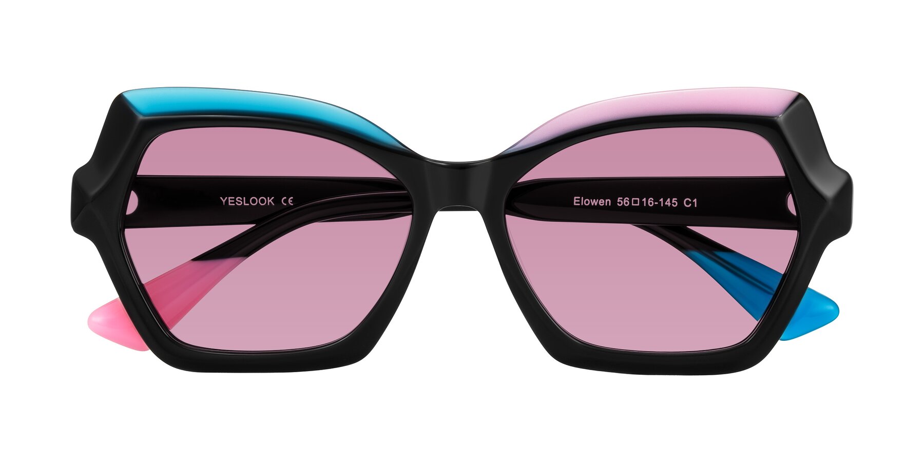 Folded Front of Elowen in Midnight Pop with Medium Wine Tinted Lenses