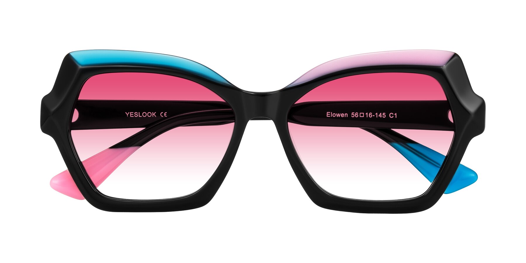Folded Front of Elowen in Midnight Pop with Pink Gradient Lenses