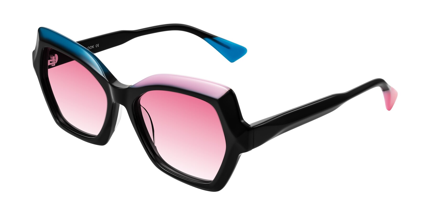 Angle of Elowen in Midnight Pop with Pink Gradient Lenses