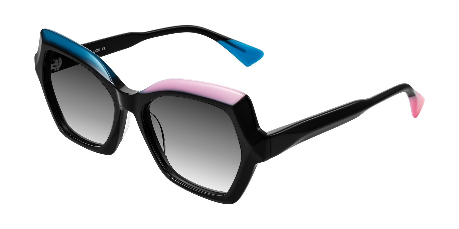Angle of Elowen in Midnight Pop with Gray Gradient Lenses