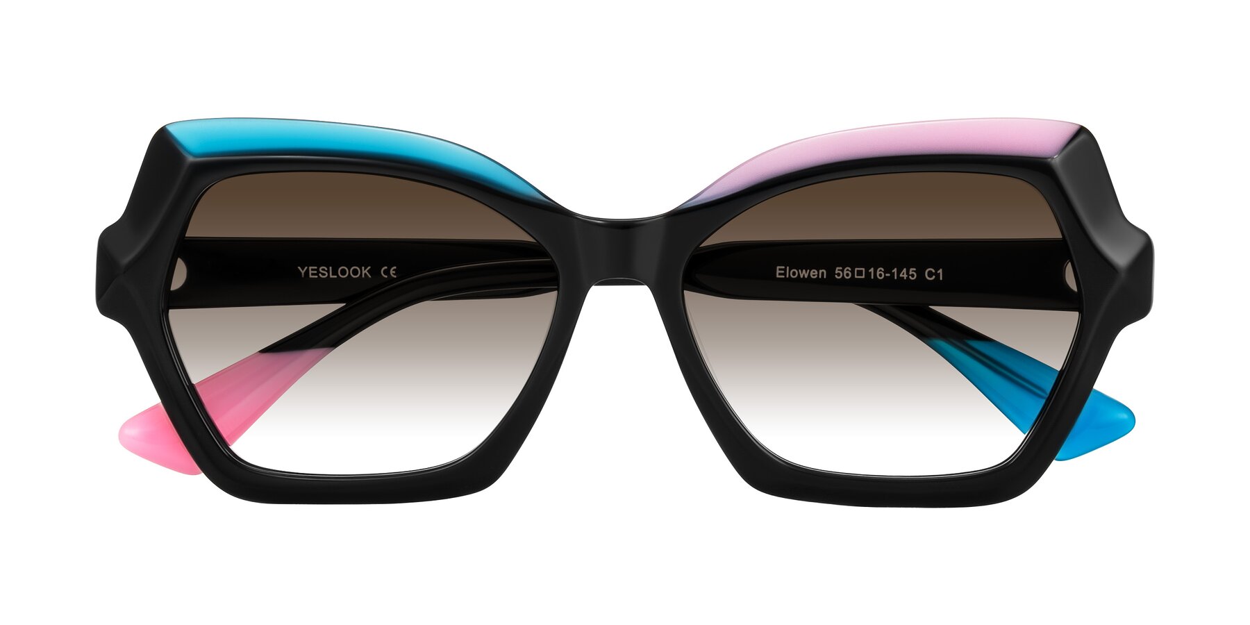 Folded Front of Elowen in Midnight Pop with Brown Gradient Lenses