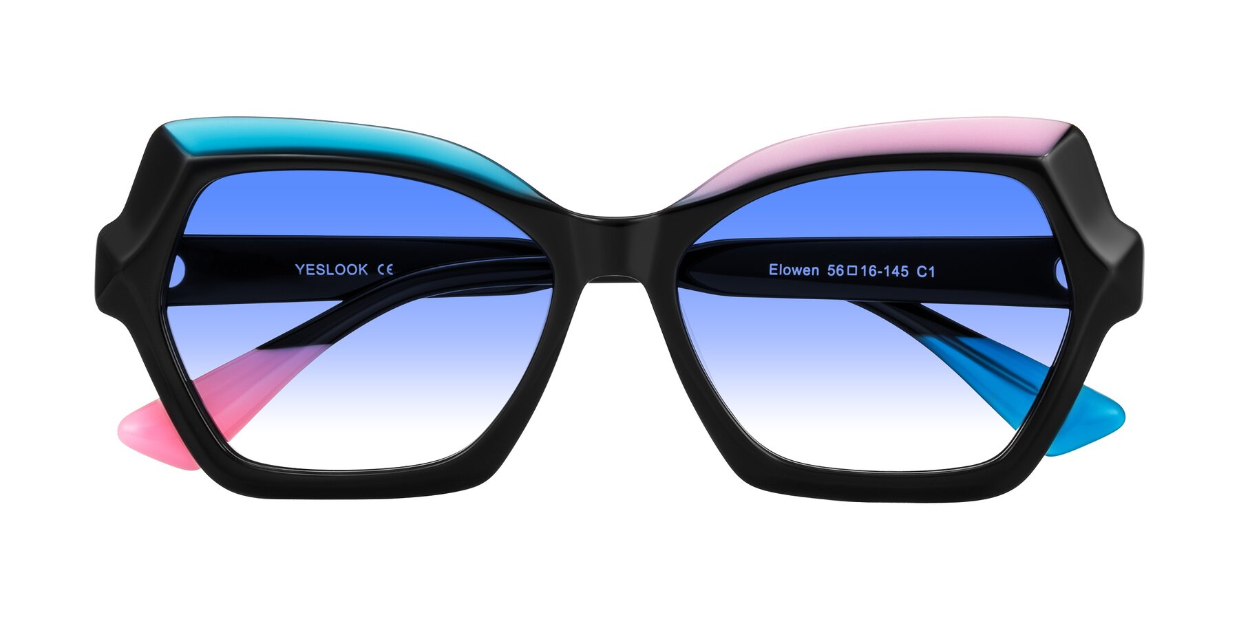 Folded Front of Elowen in Midnight Pop with Blue Gradient Lenses