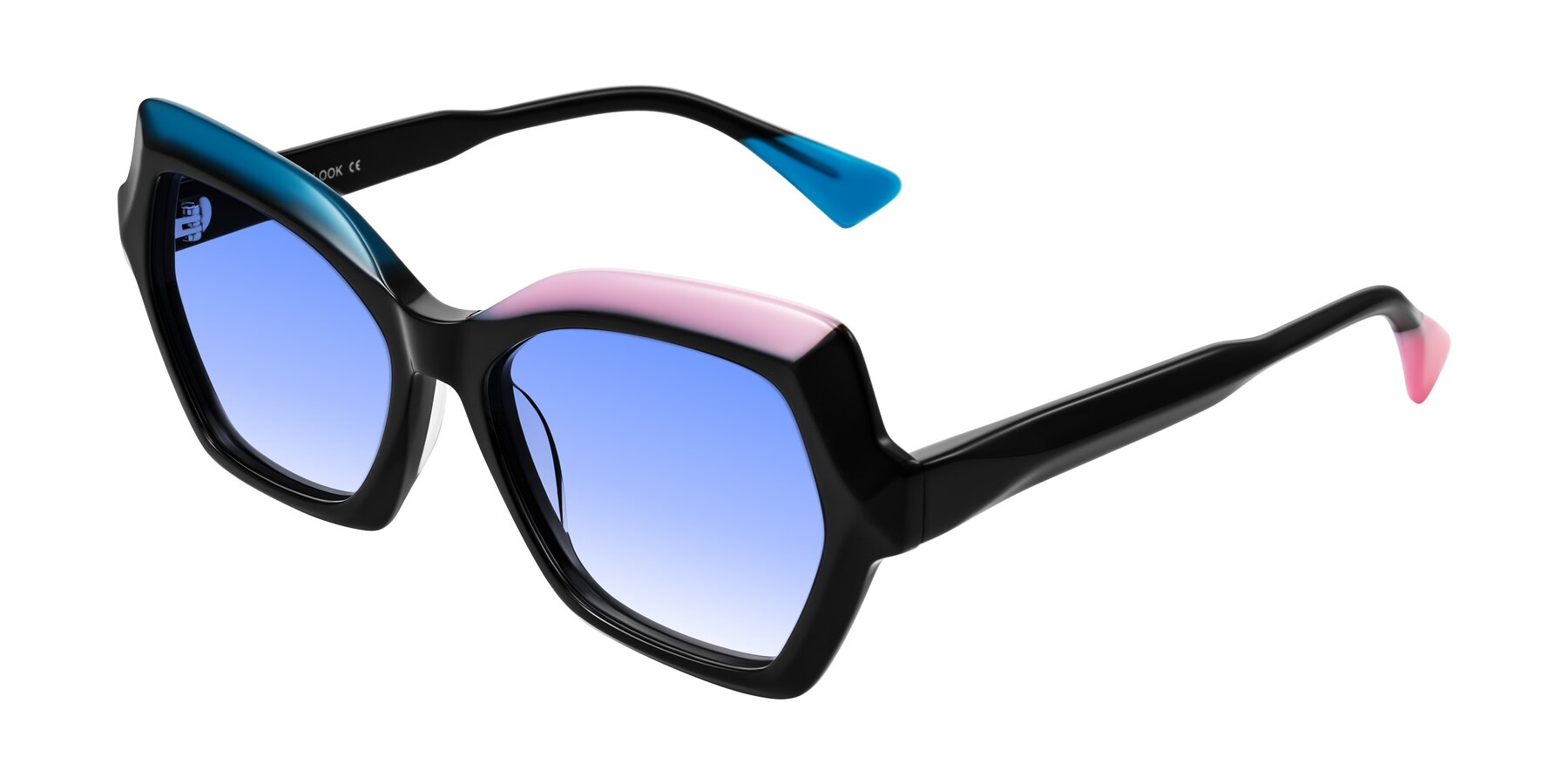 Angle of Elowen in Midnight Pop with Blue Gradient Lenses