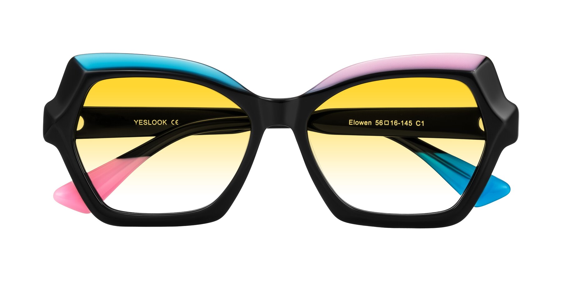 Folded Front of Elowen in Midnight Pop with Yellow Gradient Lenses
