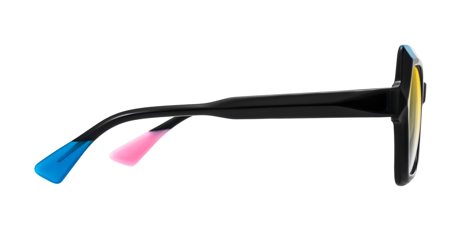 Side of Elowen in Midnight Pop with Yellow Gradient Lenses