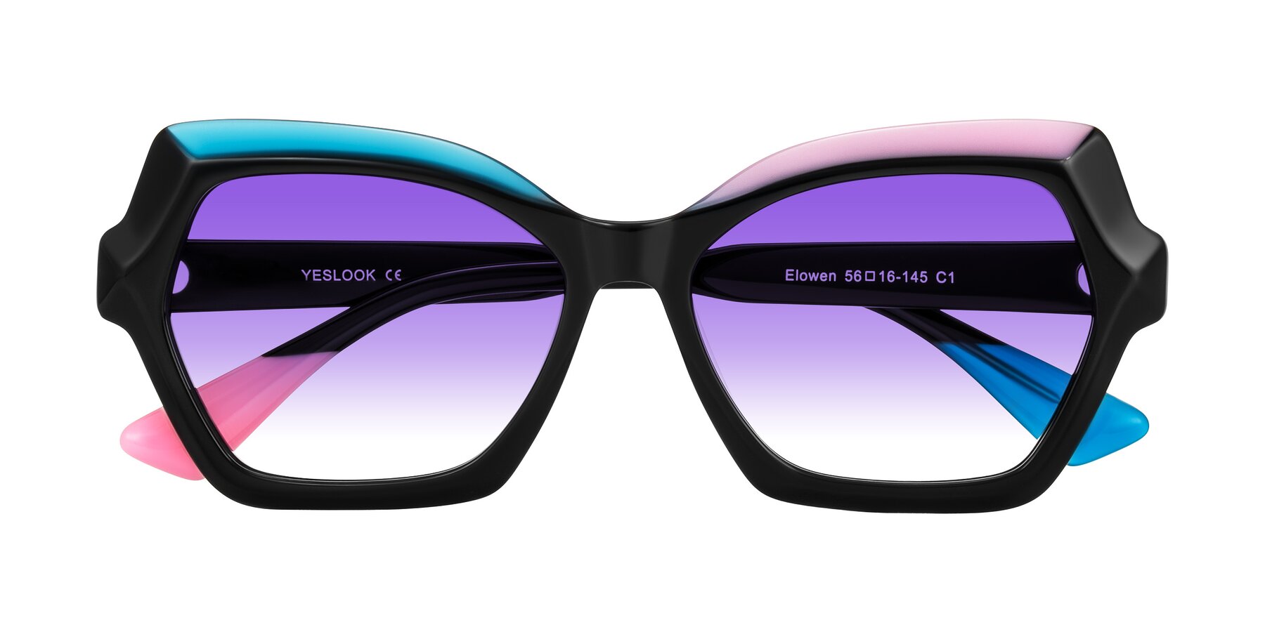 Folded Front of Elowen in Midnight Pop with Purple Gradient Lenses