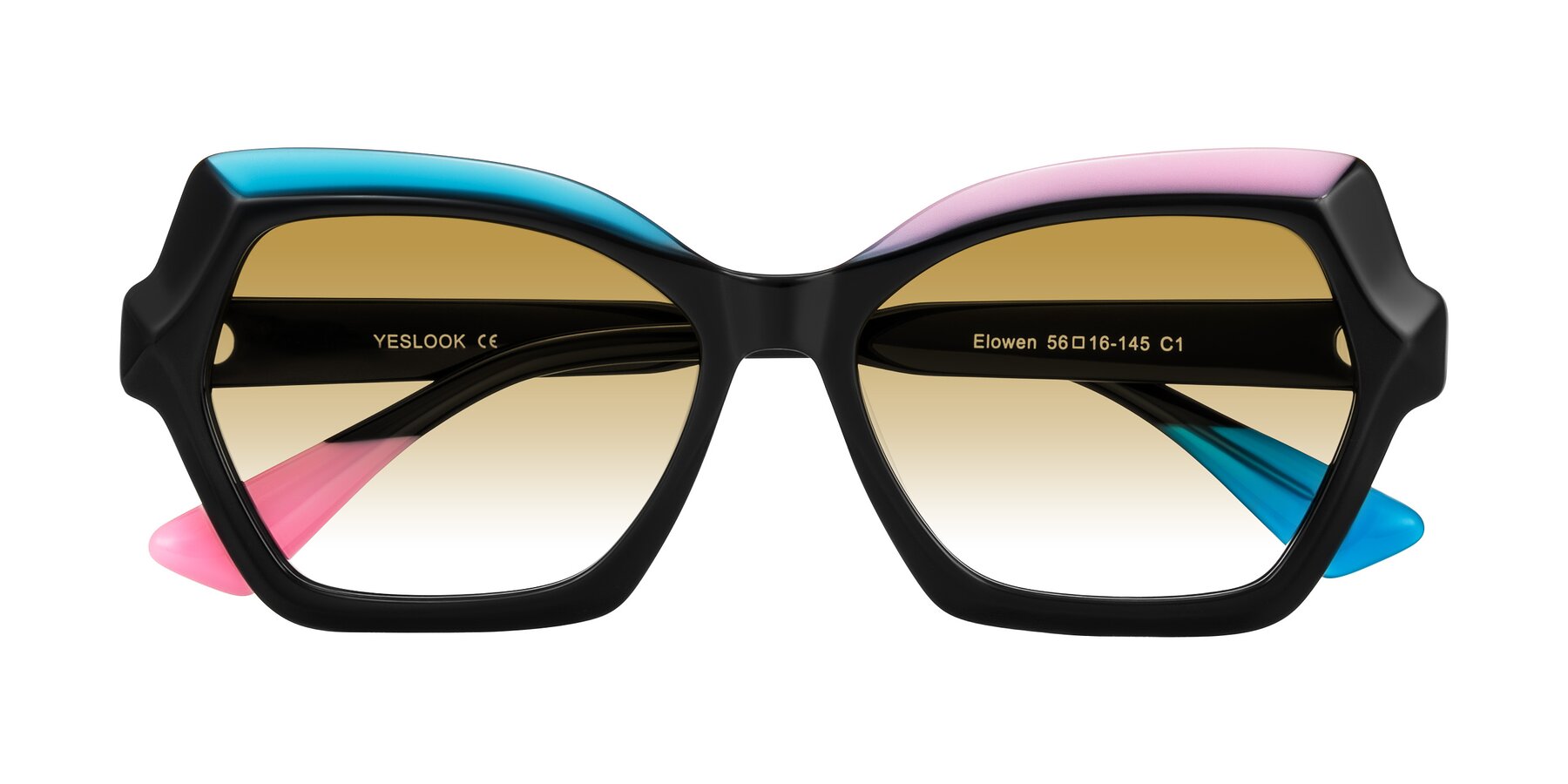 Folded Front of Elowen in Midnight Pop with Champagne Gradient Lenses
