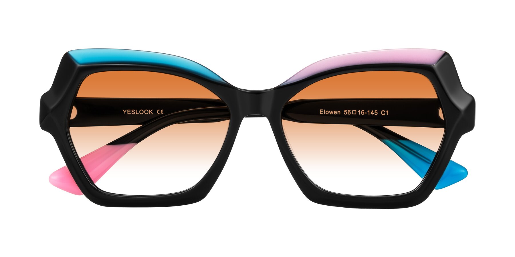 Folded Front of Elowen in Midnight Pop with Orange Gradient Lenses